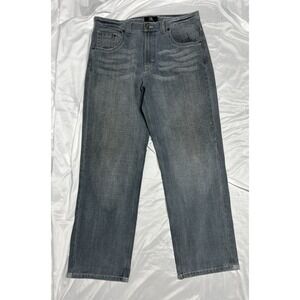 Vtg Basic Code BC Men's 38x34 Jeans Union Jack Embroidered Baggy Y2K Grey Denim